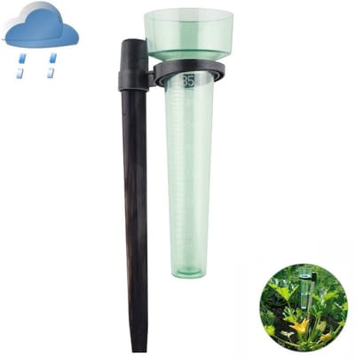 Regenmeter op stokhouder - Regenmeter - Neerslagmeter - Regenmeter Buiten - Verwijderbaar Regenmeters - Weerstation - Transparant - 24 cm - Kunststof - Nauwkeurige meting - Weerbestendig - Voor Akkers / Tuin / Landbouw - Met Weegschalen - 35ml
