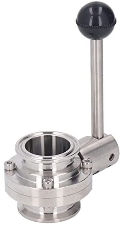 Dailygoods- Butterfly Valve - Sanitaire Klemklep - Roestvrij Staal 304 - Snelle Aansluiting - Max. Druk PN1.6 - Max. Temperatuur 150 °C - Eenvoudig te Gebruiken - Klep