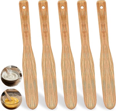 Set van 5 houten spatels voor bakken en koken, ideaal voor deeg, beslag en diepe containers