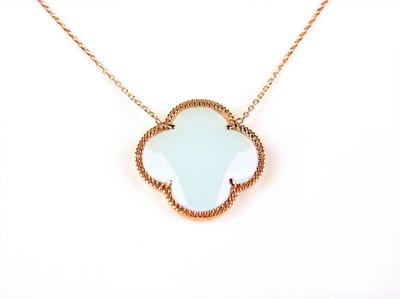 model Fiori kleine klaver ketting in zilver roze verguld lichtblauwe klaver