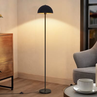 NETTLIFE - Vloerlamp Voor Woonkamer - Modern Metalen Staande Lamp 170 cm - Lampenkap Ø30 cm - E27 Fitting Max 40W - IP20 Binnenverlichting - Geschikt Voor Slaapkamer En Leeshoek - Zwart Goud Zonder Lichtbron