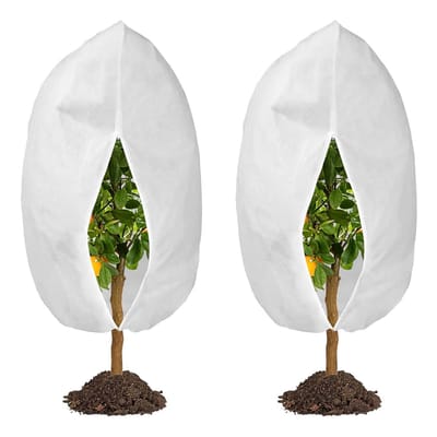 QTTVBTNA - Planten Beschermhoes - Vorstbestendig & ademend - Buitenplanten Bescherming - Met rits en trekkoord - Wit - 180x120cm - 2 Stuk