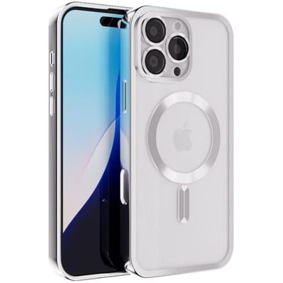Coverzs magneet hoesje met camera cover geschikt voor Apple iPhone 16 Pro hoesje - Telefoonhoesje geschikt voor magnetische accessoires - Transparante backcover - Telefoonhoesje met camerabescherming (zilver)