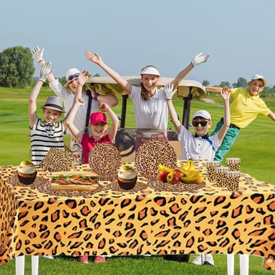 Leopard Print Tafellaken 137 x 274 cm Waterdicht Dierenprint Tafelkleed voor Verjaardagsfeest en Jungle Safari Thema