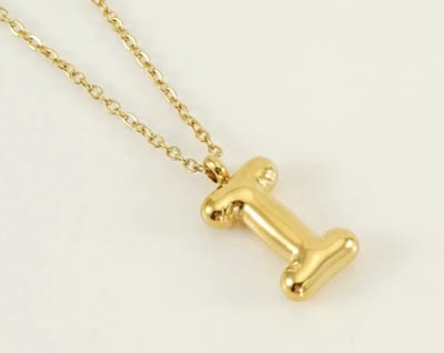 Ketting met bubble letter i - stainless steel necklace with ballon lettre I - rvs - nikkelfree - collier - kado idee
