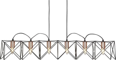 Searchlight Eetkamer hanglamp Anthea 6-lichts zwart met roodkoper - 8416-6BK