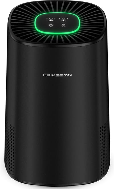 Erikssøn Luchtreiniger Elite - Zwart - 240 m3/u - Vermindert Stof En Pollen - Hepa 14 Filter - Instelbare Ionisator - Air Purifier - Extra stil in slaapmode - Clean Air