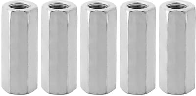 Dailygoods- Koppelingsmoeren 5 Stuks - Zeskantmoeren - Koolstofstaal - Bevestigingen - Corrosiebestendig - M12 x 50 - Moeren