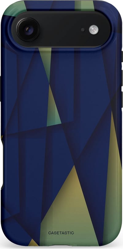 Casetastic hoesje geschikt voor Apple iPhone Air - MagSafe - Dubbellaagse bescherming - Blauwgroene Driehoeken - Fashion Case - Donkerblauw Saliegroen Donkergrijs