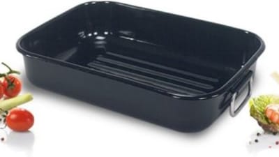 Braadslede email 34x24x6.5cm zwart
