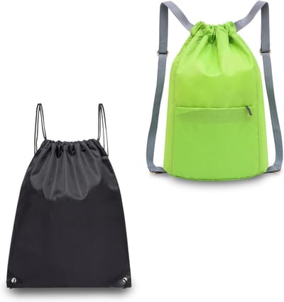 Pack van 2 Waterdichte Gymtassen met Trekkoord en Verstelbare Schouderband, Unisex Sporttassen voor Zwemmen en Reizen, Ideaal voor Fitness en Sportaccessoires