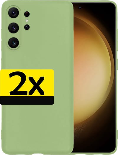 Hoesje - 2 Stuks - Geschikt voor Samsung Galaxy S23 Ultra - Sterk & Shockproof - Case Siliconen - Back Cover - Telefoon Hoes - Telefoonhoesjes - Groen