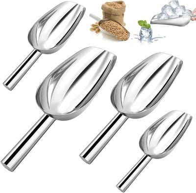 Multifunctionele RVS Weegschep - 4 Stuks - Ideaal voor Bloem, IJs en Keuken Gebruik - Perfect voor Thuis, Supermarkten en Tuinfeesten