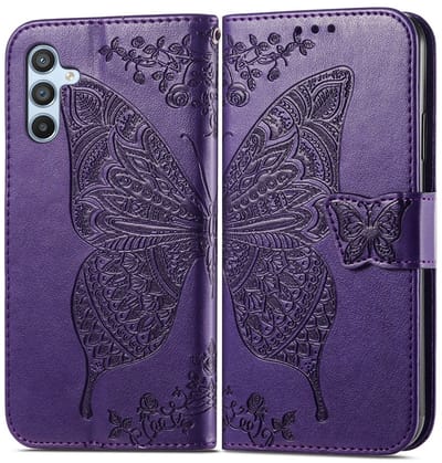 Coverup Hoesje - Geschikt voor Samsung Galaxy A56 Hoesje - Coverup Vlinder Book Case - Donkerpaars