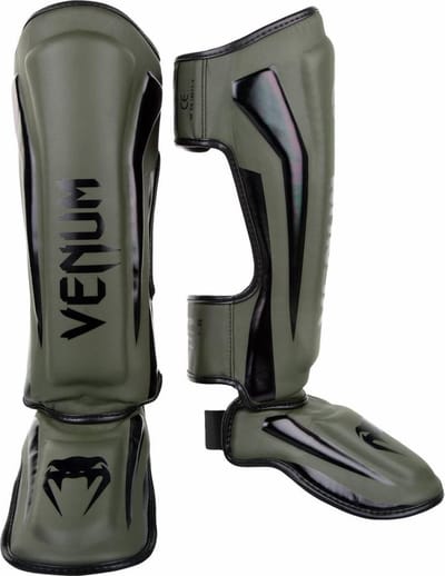 Venum Elite Kickboks Scheenbeschermers Khaki Zwart