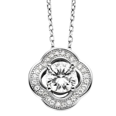 Julie Julsen Anhänger mit Kette 925 Silber rhodiniert Blüte Zirkonia weiß