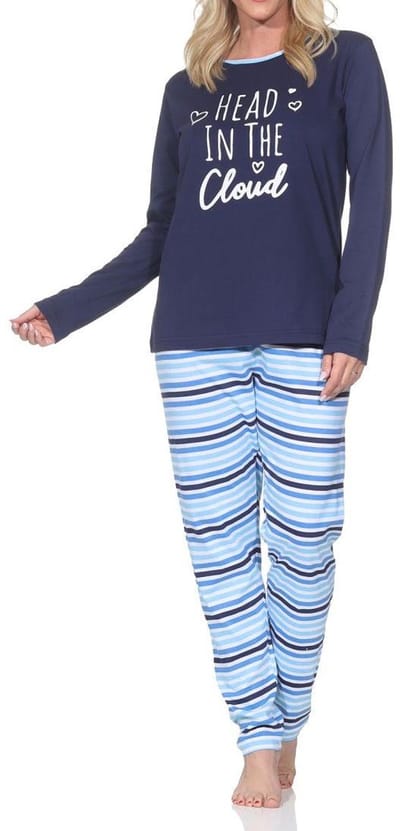 Normann dames lange pyjama in elegante strepenlook