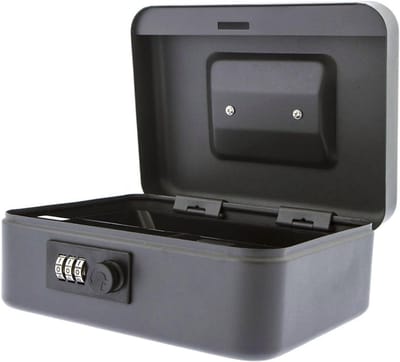 Stellar geldcassette - Geldcassette - Geldkist - geldcassette met cijferslot - Zwart - 20 cm - Geldkistje met cijferslot