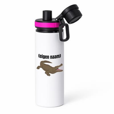 Hacebo® - krokodil met eigen naam waterfles met draaidop roze - Krokodil - krokodillen liefhebbers - iemand die houdt van krokodillen - verjaardag - cadeau - kado - water fles - 850ML