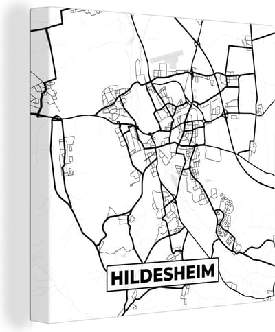Canvas Schilderij Hildesheim - Stadskaart - Plattegrond - Kaart - 20x20 cm - Wanddecoratie