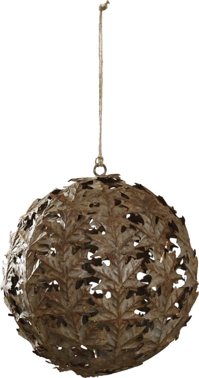 PTMD kerst roestig ijzeren kerstbal bladmodel kerst hanger L diameter 13 cm Xmas Leaf rust iron ball open hanger L