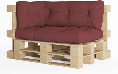 Pallet Kussens - Zitkussens Set - Buiten Zitten - Vlekbestendig Materiaal - 120 x 80 cm - Donkerrood