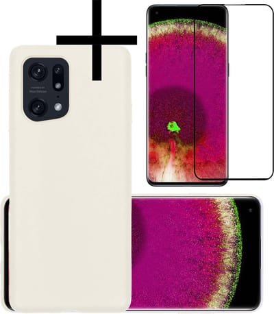 Hoesje - Met Screenprotector - Geschikt voor OPPO Find X5 - Sterk & Shockproof - Back Cover - Siliconen Case - Telefoon Hoes - Wit