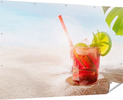 Gards Tuinposter Cocktail Mix Drankje op het Strand - 180x120 cm - Tuindoek - Tuindecoratie - Wanddecoratie buiten - Tuinschilderij