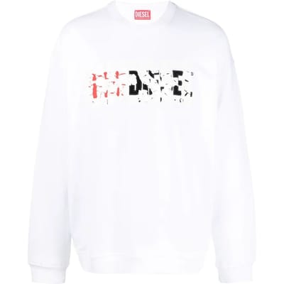 Diesel dubbel vernietigd logo wit sweatshirt