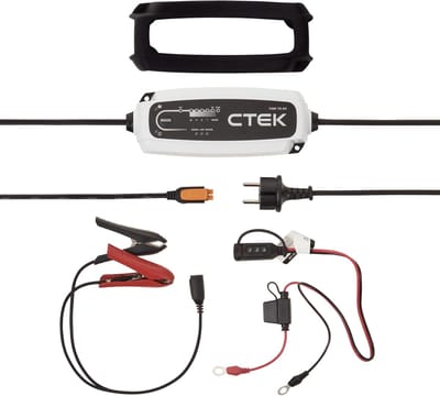 Batterijlader Kit - Accu Onderhoud - Voertuig Accu - Tijdsindicatie Opladen - 29x9x20cm - Zwart Wit