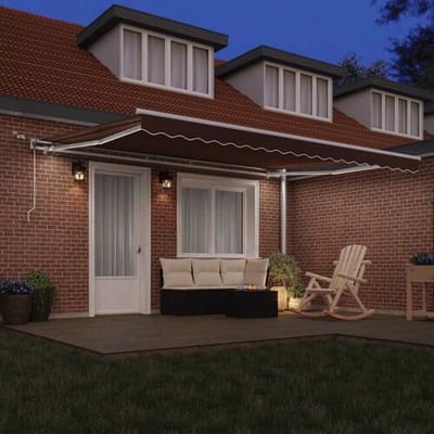 vidaXL - Luifel - automatisch - uittrekbaar - met - LED - 450x300 - cm - bruin