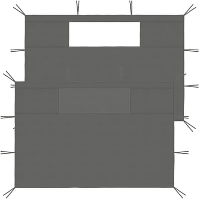 Paviljoen zijwanden - Tentdoek met raam - Feesttent afschermen - Transparant PVC raam - 410 x 210 cm - Antraciet