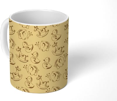 Mok - Koffiemok - Speelgoed - Dieren - Hobbelpaard - Patroon - Mokken - 350 ML - Beker - Koffiemokken - Theemok