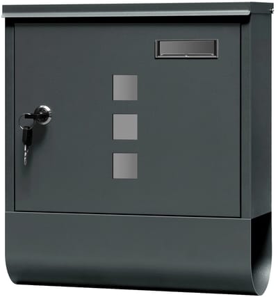 NaevaMi Roestvrijstalen Brievenbus - Wandbrievenbussen- Slot Met Koperen Slotcilinder - Krantenvakje/Foldervakje - Brievenbusklep - Naamplaathouder - Eenvoudige Installatie - 30,5x33,5x10cm (BxHxD) - Antraciet / Grijs