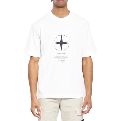 Stone Island Logo Geribbelde Ronde Hals Korte Mouw T-shirt Heren Tops L1S152100001S0363-V0001 L white