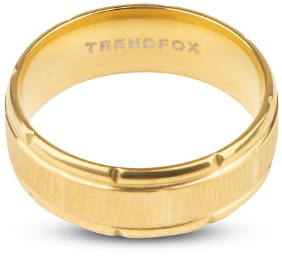 Heren Ring Goud Kleurig met Geometrisch Patroon - Staal - Papa Cadeau Voor Mannen - Vaderdag