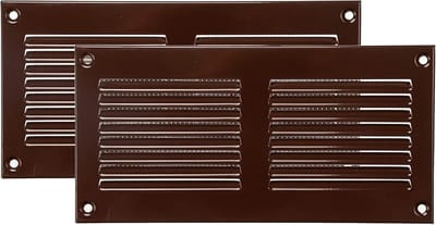 Metalen luchtteruglooprooster 20 x 10 cm met 2 afdekkingen voor ventilatiesleuven - zwart
