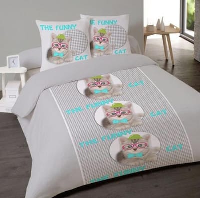 2-Persoonsdekbedovertrek katoen Chaton 240x220 met 2 kussenslopen 65x65