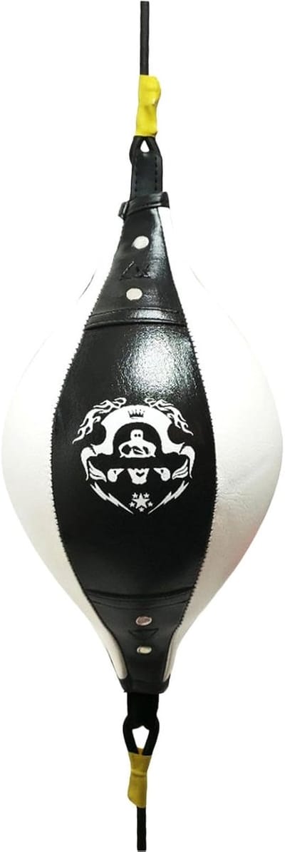 Bokszak Dubbel - Boksbal Trainingsbal - Snelheid Precisie - Diamant Textuur - 38x18cm Opgeblazen - Zwart Wit
