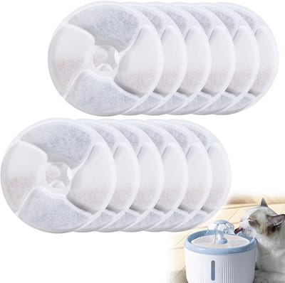 12-delige filterset met actieve kool van kokosnootschalen - Filterset voor waterfonteinen - Actieve kool van kokosnootschalen - Ionenwisselingshars - Filterkatoen - Geschikt voor waterfonteinen voor katten - 127 mm x 38 mm - Wit