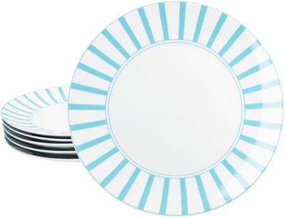 MamboCat Set van 6 SPLIT TURQUoise porseleinen dinerborden 6 personen