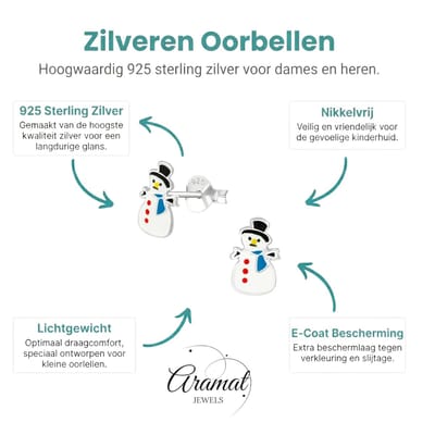 Aramat Jewels | Oorbellen | Zilveren Kerst Oorbellen Sneeuwpop - 9mm | | | |9mm | Zilver | Kinderen | Verkleurd niet