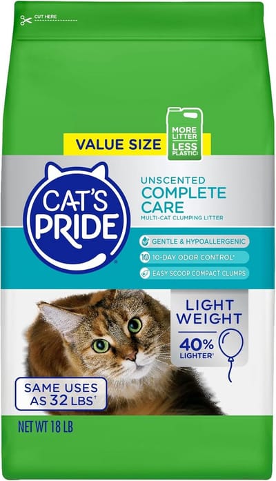 Premium Hypoallergenic Cats Clumping Litter - 10 Days Odor Control - Unscented 8.2kg