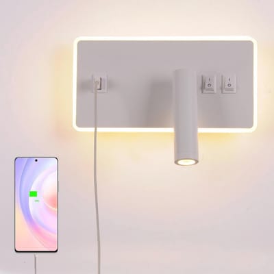 USB-oplaadpoort LED Bedlamp Wandlamp Gangleeslamp met Schakelaar 3000K