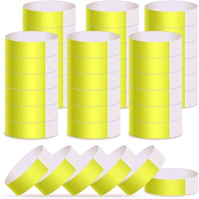 SnelShoppen - 400 Stuks Gele Papieren Polsbandjes voor Evenementen - Waterdicht, Lichtgewicht, Schrijfbaar - Ideaal voor Feesten, Concerten, Clubs, Fe