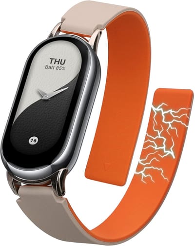 kwmobile sporthorloge band geschikt voor Xiaomi Mi Band 10 / Mi Band 9 / 8 bandje - Smartwatch of activity tracker polsband - Met magneetsluiting - In wit / oranje