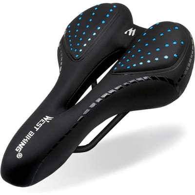 Fietszadel Ademend PU-leer Holle kussen Comfortabel racefiets MTB-zadel GEL + blauw