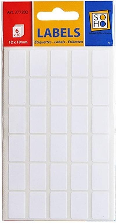 Soho Etiketten 12 X 19 Mm Papier Wit 180 Stuks