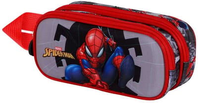 Karactermania - Marvel - Spiderman Symbool - 3D Pennenzak - Potloden Etui met Dubbele Rits - Pennenetui - Grijs