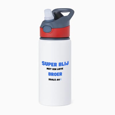 Hacebo® - super blij met een lieve broer zoals jij waterfles met rietje rood - Broer - de liefste broer - verjaardag - cadeautje voor broer - broer artikelen - kado - geschenk - water fles - 650ML